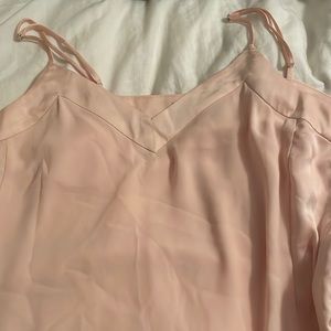 Satin trim blush pink dressy tank